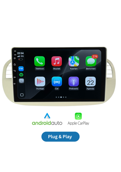 Fiat 500 9-Zoll-Bildschirm | Drahtloses CarPlay & Android Auto | 64 GB