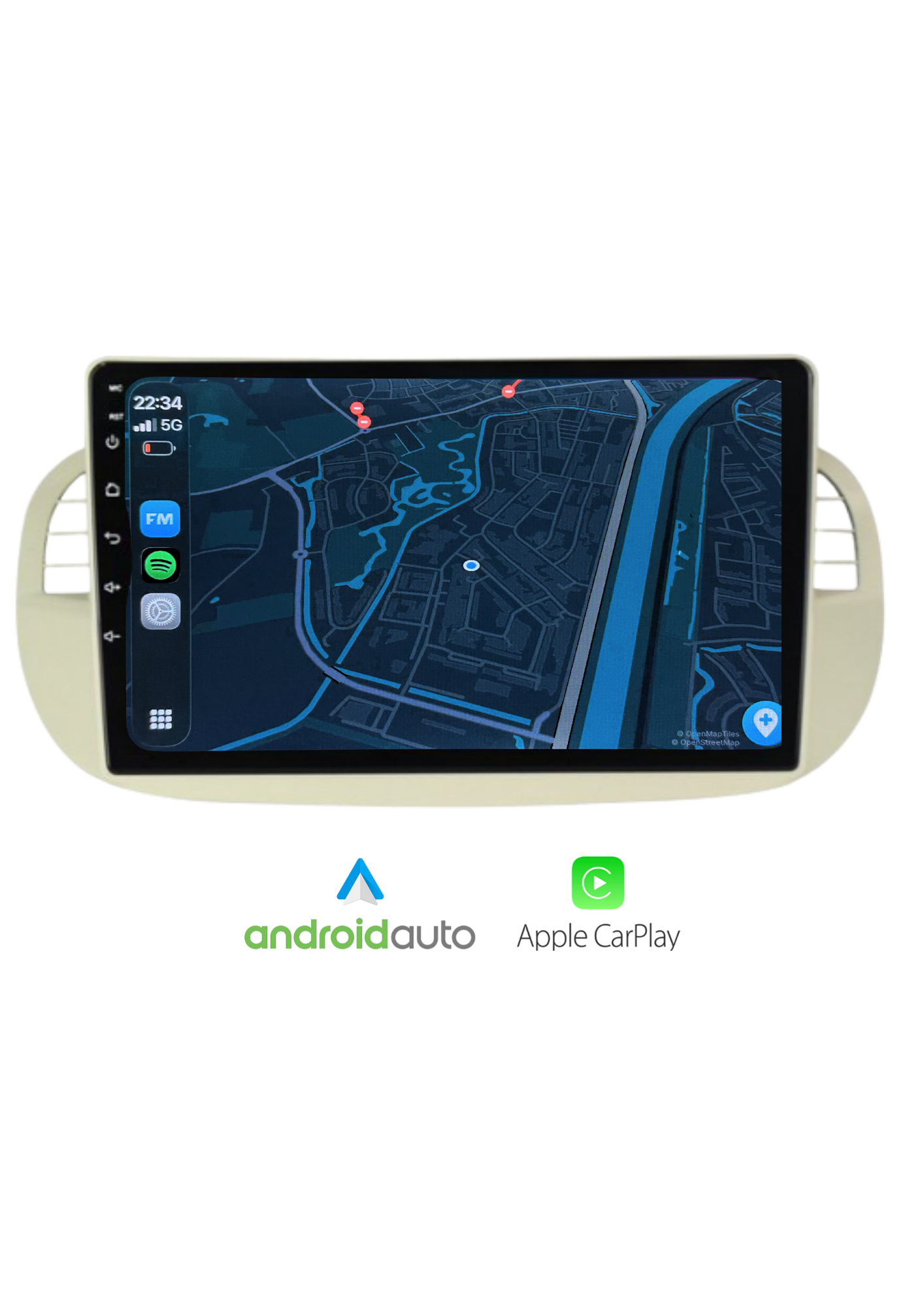 Fiat 500 9-Zoll-Bildschirm | Drahtloses CarPlay & Android Auto | 64 GB