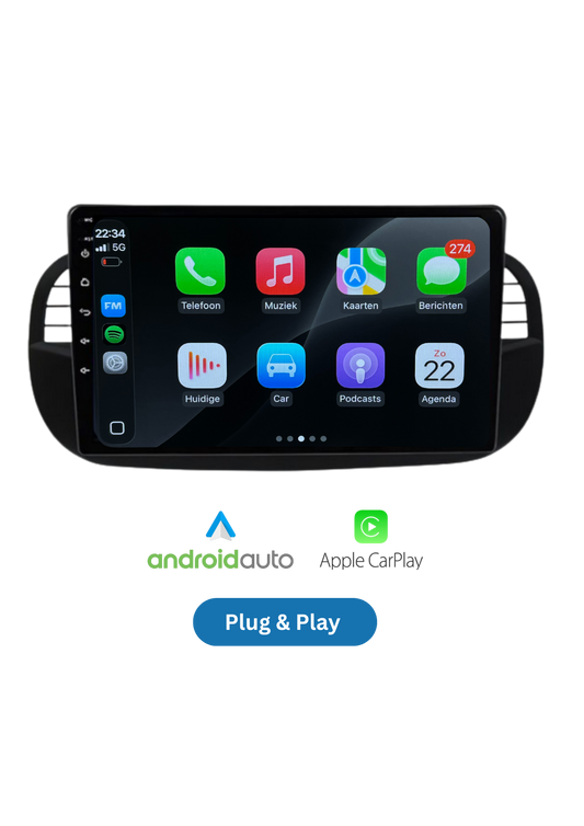Fiat 500 9-Zoll-Bildschirm | Drahtloses CarPlay & Android Auto | 64 GB