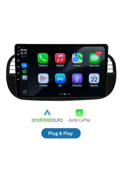 Fiat 500 9-Zoll-Bildschirm | Drahtloses CarPlay & Android Auto | 64 GB