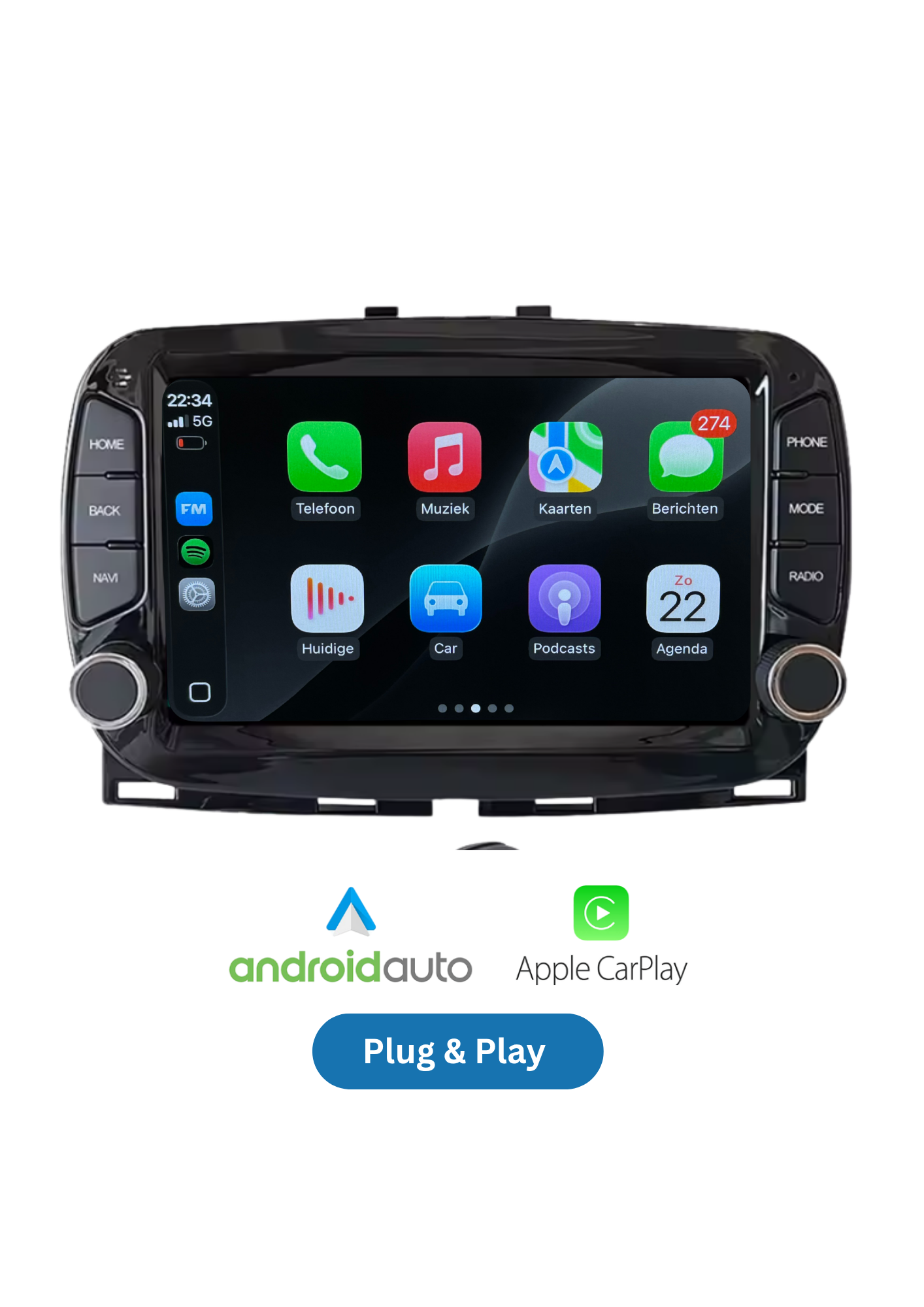 Fiat 500 | CarPlay & Android Auto | 2016-2019 | 64GB