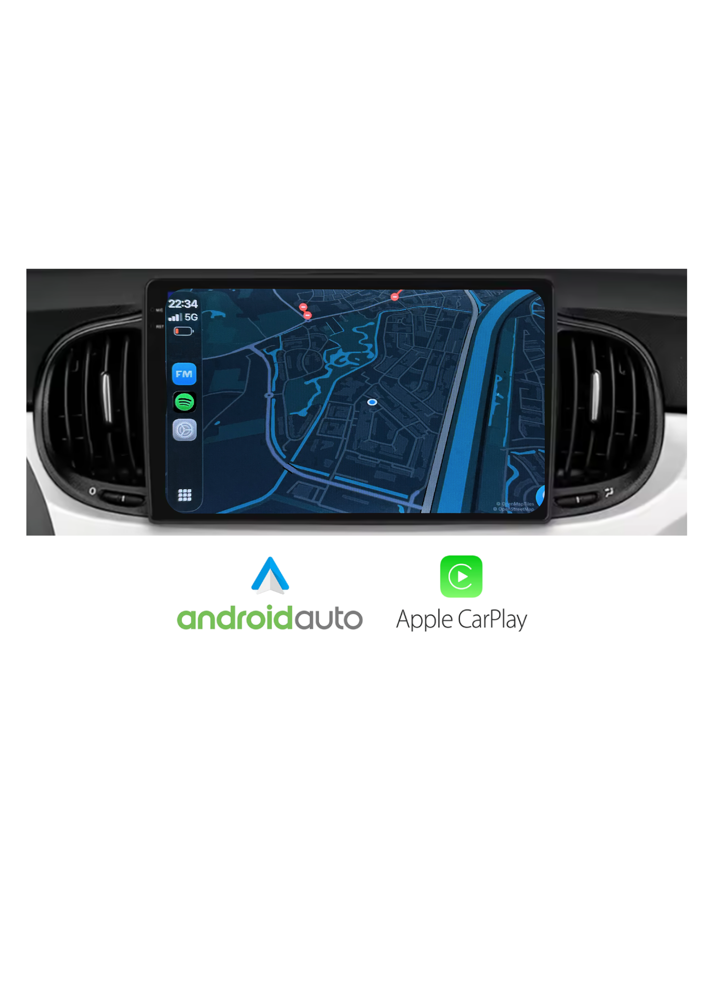 Fiat 500 9 Inch | CarPlay & Android Auto | 2016-2019 | 64GB