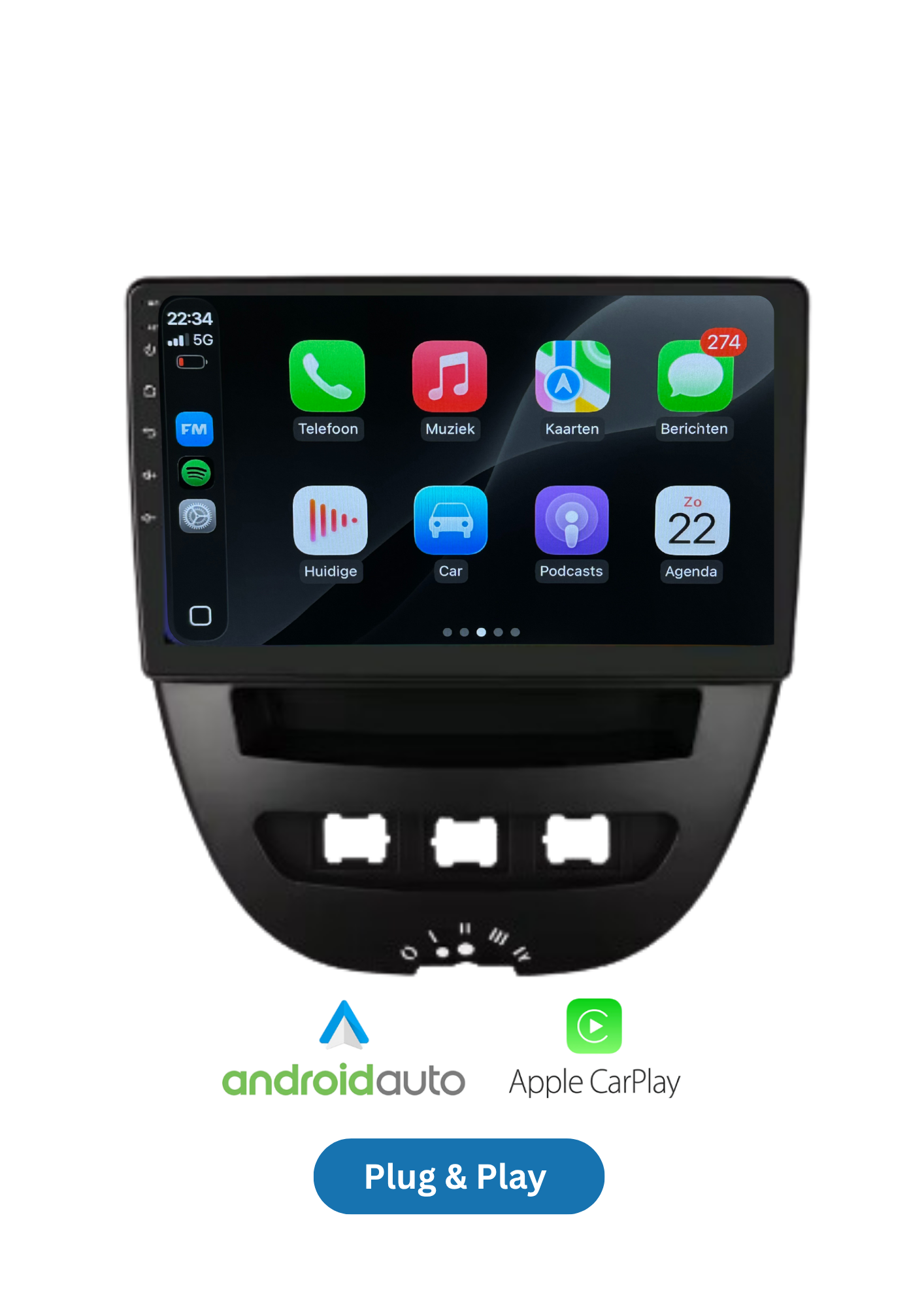 Toyota Aygo - Peugeot 107 - Citroën C1 - 2005-2014 | CarPlay & Android auto 64GB