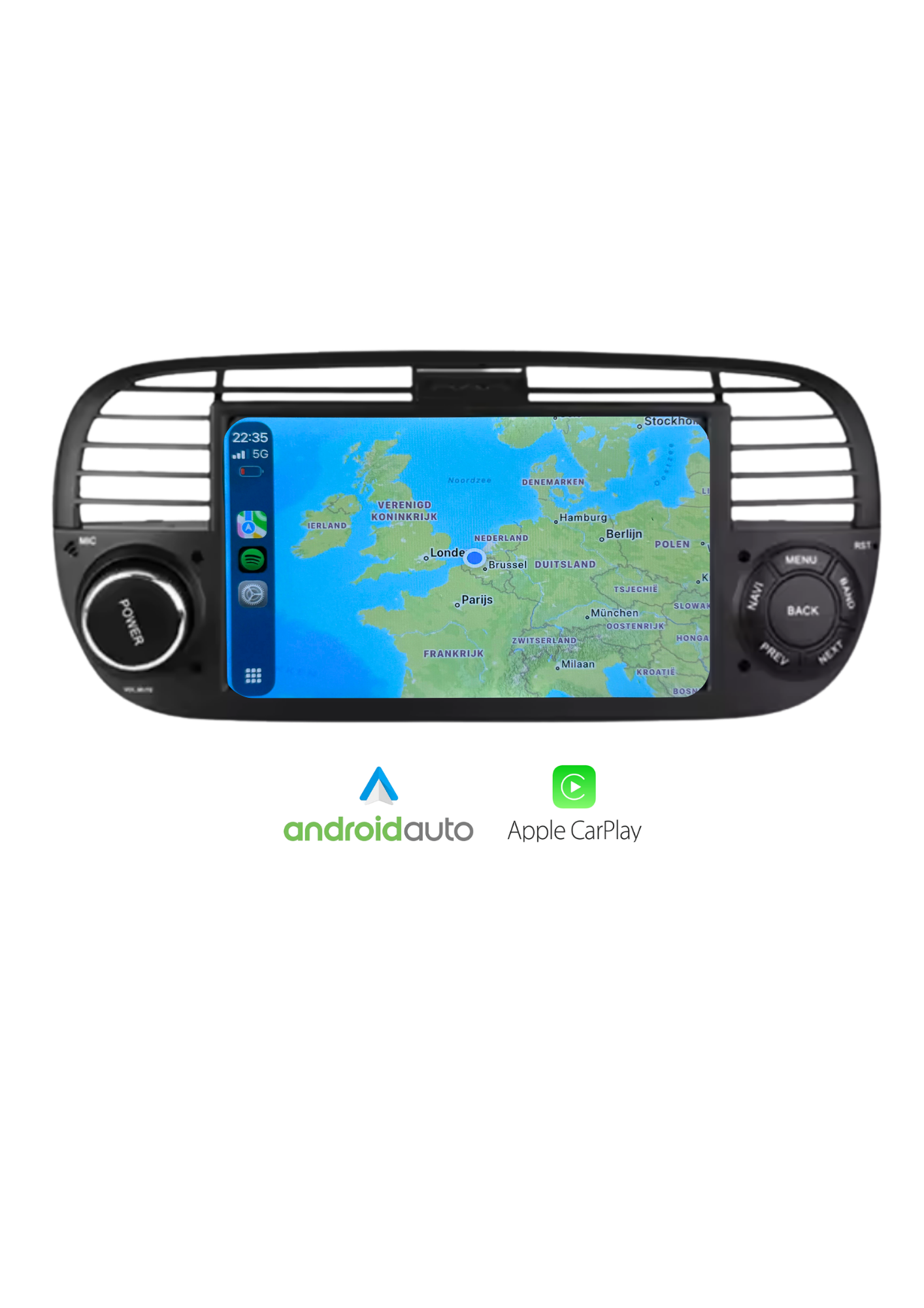 Fiat 500 7-Zoll-Bildschirm | Drahtloses CarPlay & Android Auto | 64 GB