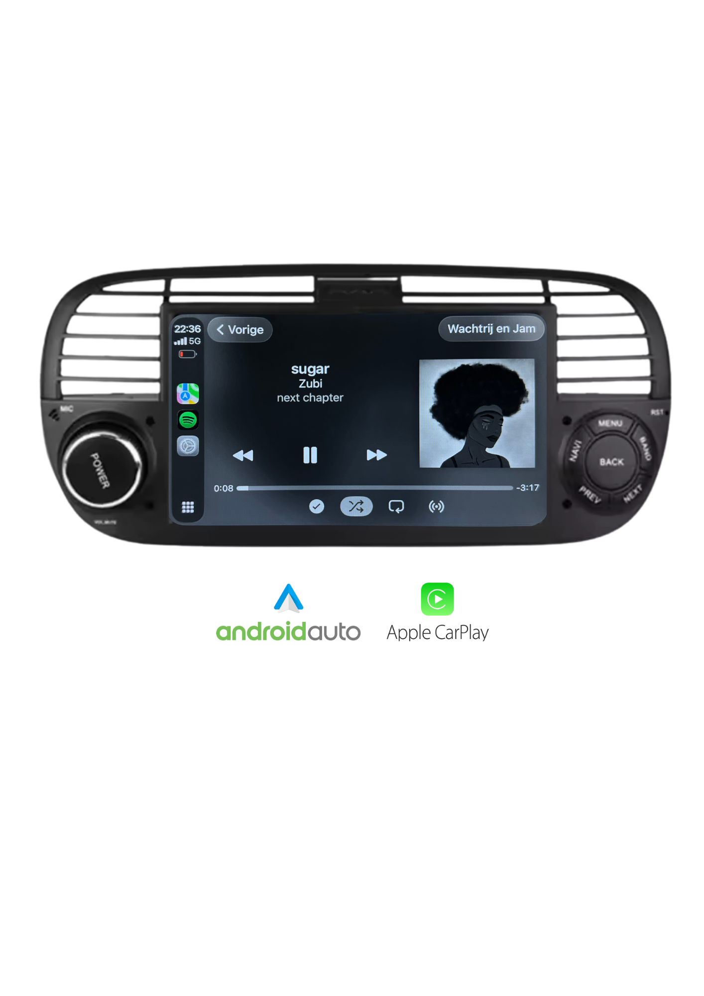 Fiat 500 7-Zoll-Bildschirm | Drahtloses CarPlay & Android Auto | 64 GB