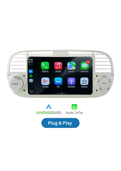Fiat 500 7-Zoll-Bildschirm | Drahtloses CarPlay & Android Auto | 64 GB